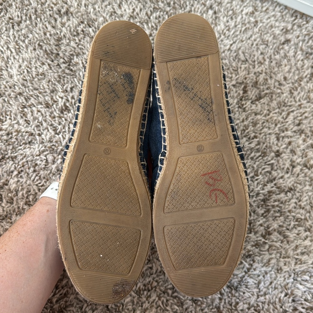 Tory Burch 7.5 Sidney Navy Blue Suede Espadrille Flats - Picture 6 of 10